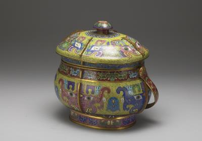 图片[2]-Cloisonne yu vessel with loop handle and animal-mask decoration, Ch’ing dynasty-China Archive